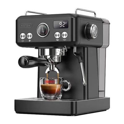 HiBREW H10A dugattyús eszpresszógép hőmérséklet-szabályozással (fekete)