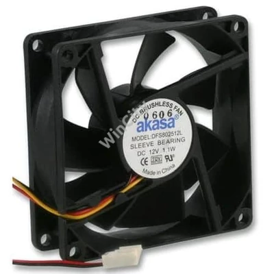 Ventilátor Akasa Black Fan 8cm Fekete Low Speed (25mm)