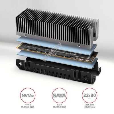 SSD hűtő AXAGON CLR-M2XT, M.2 SSD-hez