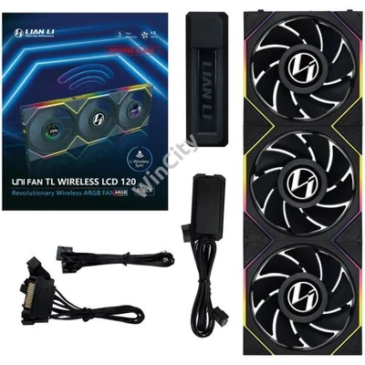 Ventilátor Lian Li UNI FAN TL-LCD Wireless ventilátor, 3db-os,fordított légáramlás, 120mm, feket
