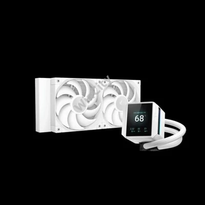 DeepCool CPU Water Cooler - MYSTIQUE 240 WH (max 21dB; max. 123,09 m3/h; 2x12cm, LED kijelző, fehér)