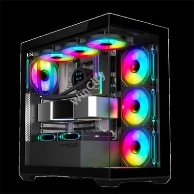Spirit of Gamer Számítógépház - SPARK Black (fekete, ablakos, 6x12cm ventilátor, alsó táp, ATX, 2xUSB3.0, 1xUSB-C)