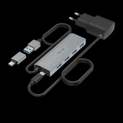 Hama USB HUB - 200138 (4xUSB 3.2, 1xUSB-C 5GB/s, USB-C adapter, tápegység)