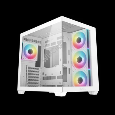 DeepCool Számítógépház - CG530 4F WH (fehér, ablakos, 4x12cm A-RGB, BTF, ATX, 2xUSB3.0, 1xUSB2.0)