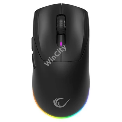 Rampage Vezeték Nélküli Egér - PROTE M5 (Pixart PAW3311, Huano 80M, 24000 DPI, 400mAh, 6 gomb, RGB, Type-C, fekete)