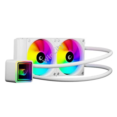Rampage CPU Water Cooler - INFINITE V240 (Mágneses kijelző, 36,9dB max., 98,54 m3/h; 2x12cm, A-RGB LED, fehér)