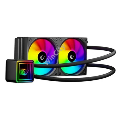 Rampage CPU Water Cooler - INFINITE V240 (Mágneses kijelző, 36,9dB max., 98,54 m3/h; 2x12cm, A-RGB LED, fekete)