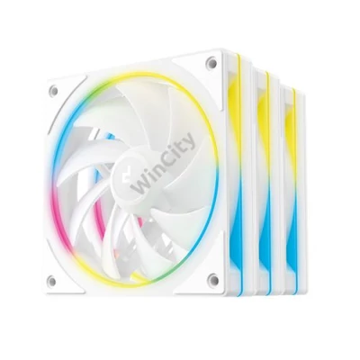 DeepCool Cooler 12cm - FL12 SE WH (3in1) (28.67dB; max.86,20 m3/h; 3x12cm, 3pin; hydro bearing, ház hűtésre, RGB, PWM)