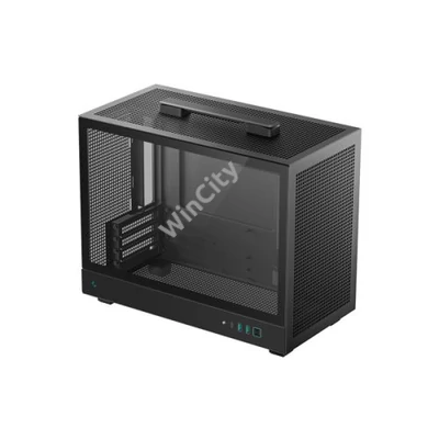 DeepCool Számítógépház - CH160 PLUS (fekete, mATX, 2xUSB3.0, Type-C, fekete)