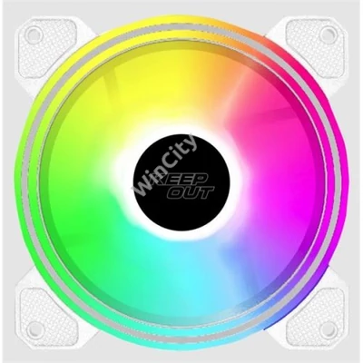KEEP OUT Cooler 12cm - XFC-120DRW ARGB (11-27dB, 1600RPM, 58CFM, 4-pin PWM + ARGB 5V 3-pin, ház hűtésre, ARGB) Fehér
