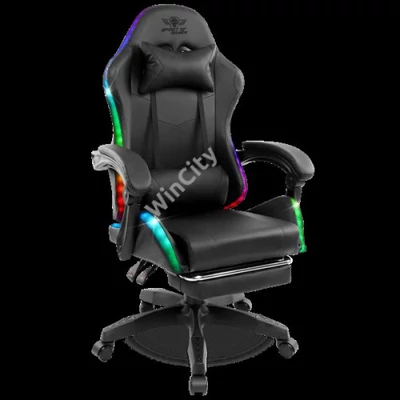 Spirit of Gamer szék - SIRIUS (RGB, állítható dőlés/magasság; kihajtható lábtartó; max.120kg-ig, fekete)