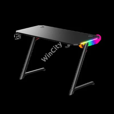 Spirit of Gamer Gamer Asztal - Headquarter 250 (Fa lap, fém lábak, fekete, kék RGB háttérvilágítás, 120 x 60 x 75 cm)