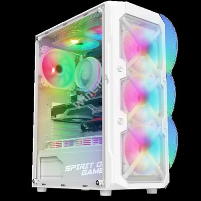 Spirit of Gamer Számítógépház - REBEL XT White (fekete, ablakos, 4x12cm ventilátor, alsó táp, ATX, 1xUSB3.0, 2xUSB2.0)
