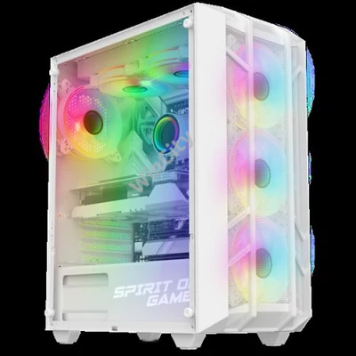 Spirit of Gamer Számítógépház - REBEL NX White (fekete, ablakos, 4x12cm ventilátor, alsó táp, ATX, 1xUSB3.0, 2xUSB2.0)