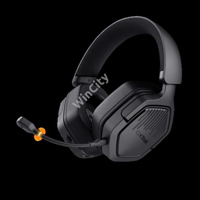 Trust Fejhallgató Vezeték nélküli - GXT493 Carus (Bluetooth + 2,4GHz; nagy-párnás; 3,5mm + USB-C; mikrofon; fekete)