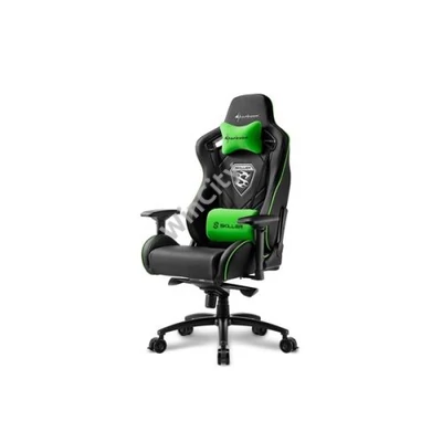 Sharkoon Gamer szék - Skiller SGS4 Black/Green (állítható háttámla/magasság; 4D kartámasz; PVC; aluminium talp; 150kg-ig