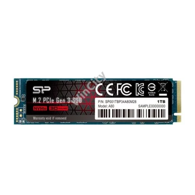 Silicon Power SSD - 1TB A80 (r:3400 MB/s; w:3000 MB/s, NVMe 1.3 támogatás, M.2 PCIe Gen 3x4)