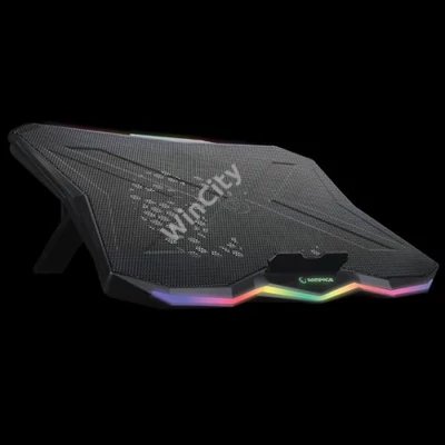 Rampage Notebook Hűtőpad 17,3"-ig - AD-RC8 SHOWY (fém rács; RGB, 1x18cm, USB port, állítható döntési magasság)