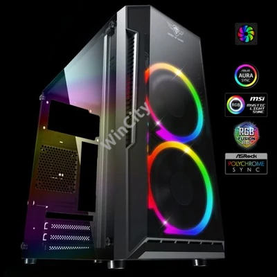 Spirit of Gamer Számítógépház - Deathmatch 3 RGB (fekete, ablakos, 2x12cm, ventilátor mATX, ITX, 1xUSB3.0, 2xUSB2.0)