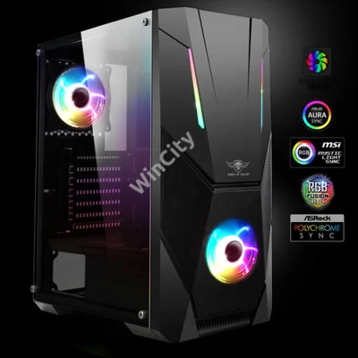 Spirit of Gamer Számítógépház - Rogue V RGB (fekete, ablakos, 8x12cm ventilátor, alsó táp, ATX, 1xUSB3.0, 2xUSB2.0)