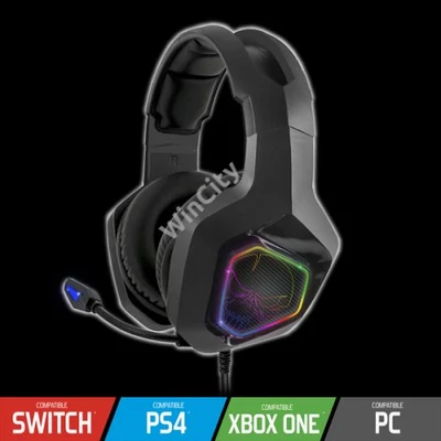 Spirit of Gamer Fejhallgató - ELITE H50 Black (MultiPlatform, RGB, 3.5mm Jack, mikrofon, hangerőszabályzó, nagy-párnás)