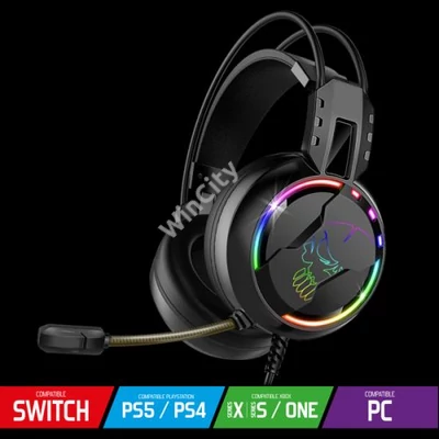 Spirit of Gamer Fejhallgató - PRO-H7 (MultiPlatform, mikrofon, 3.5mm jack, hangerőszabályzó, 2m kábel, fekete)