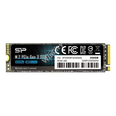 Silicon Power SSD - 256GB A60 (r:2200MB/s; w:1600 MB/s, NVMe 1.3 támogatás, M.2 PCIe Gen 3x4)
