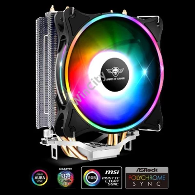 Spirit of Gamer CPU Cooler - CPU AIRCOOLER 120 MM ARGB (27dB; 2500 RPM; 1x12cm; aluminium/réz)
