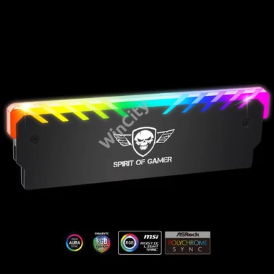 Spirit of Gamer Memória Hűtő - HEATSINK RGB MEMORY (DDR3/DDR4, RGB, aluminium, fekete)