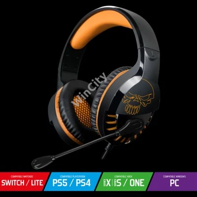 Spirit of Gamer Fejhallgató - PRO-H3 (MultiPlatform, mikrofon, 3.5mm jack, hangerőszabályzó, 2m kábel, narancssárga)