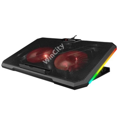 Rampage Notebook Hűtőpad 17"-ig - AD-RC12 GAMEZONE (2*12cm venti, 100rpm, RGB LED) Fekete