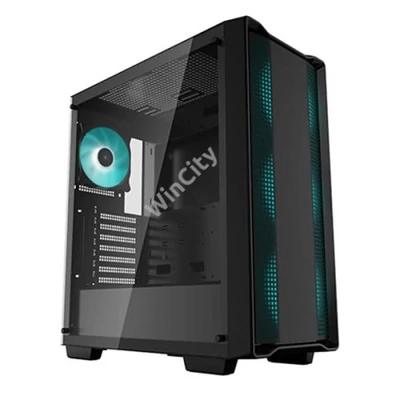 DeepCool Számítógépház - CC560 V2 (fekete, ablakos, 4x12cm LED venti, Mini-ITX / Micro-ATX / ATX, 1xUSB3.0, 1xUSB2.0)