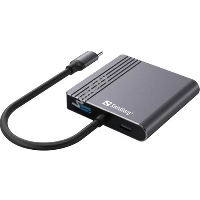 Sandberg Notebook Dokkoló - USB-C Dock 2xHDMI+USB+PD (Bemenet: USB-C; Kimenet: 2xHDMI+USB-A3.0+USB-C)