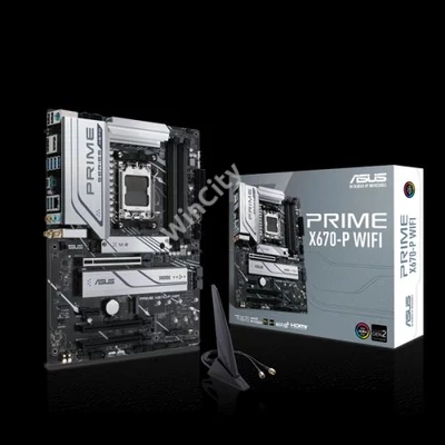 Asus Alaplap - AMD PRIME X670-P WIFI AM5 (X670, ATX, 4xDDR5 6400+MHz, LAN, 6xSATA3, 3x M.2, RAID, HDMI+DP)