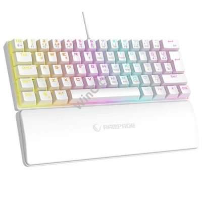 Rampage Billentyűzet - PLOWER K60 White US (Vezetékes, Mechanikus, Blue switch, angol, fehér, RGB LED)