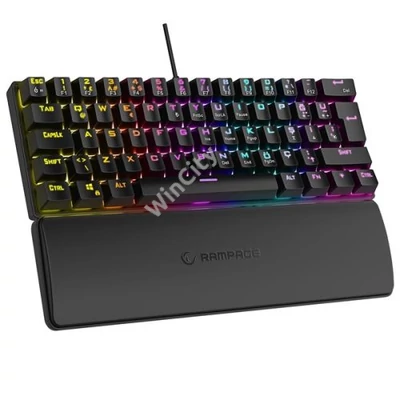 Rampage Billentyűzet - PLOWER K60 Black US (Vezetékes, Mechanikus, Blue switch, angol, fekete, RGB LED)