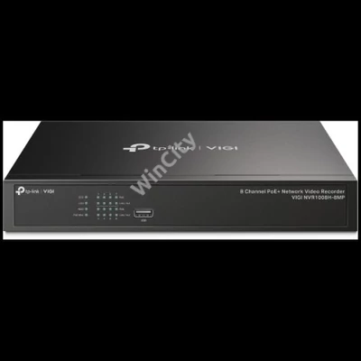 TP-link NVR rögzítő - NVR1008H-8MP (8 csatorna, 8 PoE+ port; H265+, 8MP, HDMI, VGA, 2xUSB, 1x Sata(max10TB), audio)