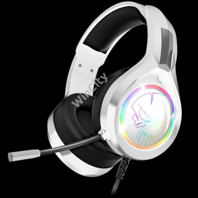 Spirit of Gamer Fejhallgató - PRO-H8 RGB White (MultiPlatform, mikrofon, 3.5mm jack, hangerőszabályzó, 2m kábel, fehér)