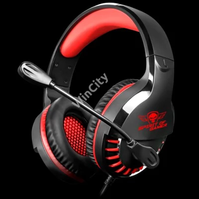 Spirit of Gamer Fejhallgató - PRO-H3 Red (MultiPlatform, mikrofon, 3.5mm jack, hangerőszabályzó, 2m kábel, piros)