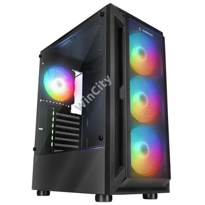 Rampage Számítógépház - SHIVA (fekete; ablakos; ATX/Micro ATX/Mini-ITX; alsó táp; 4x120mm LED)