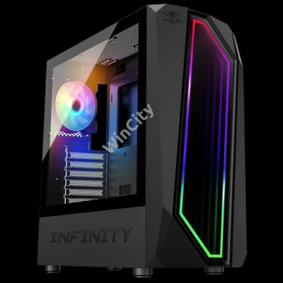 Spirit of Gamer Számítógépház - INFINITY Black (fekete, ablakos, 8x12cm ventilátor, alsó táp, ATX, 1xUSB3.0, 2xUSB2.0)