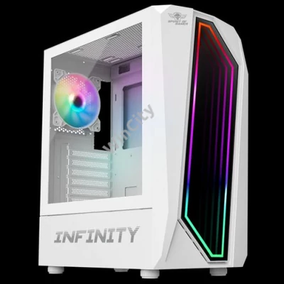 Spirit of Gamer Számítógépház - INFINITY White (fekete, ablakos, 8x12cm ventilátor, alsó táp, ATX, 1xUSB3.0, 2xUSB2.0)