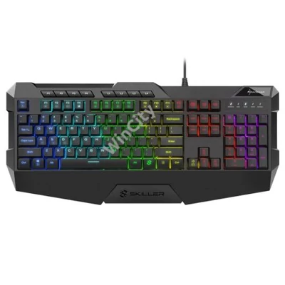 Sharkoon Billentyűzet - Skiller SGK4 (USB, RGB, csuklótámasz, multimédia, 1,8m, fekete, angol)