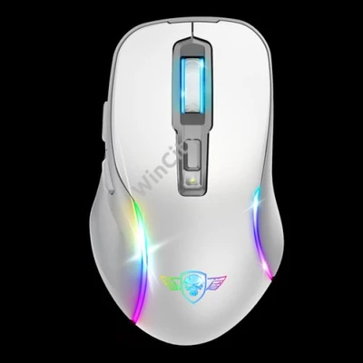 Spirit of Gamer Egér Vezeték nélküli - ELITE-M50 White (Optikai, 8000DPI, 1000Hz, 6 programozható gomb, RGB, fehér)