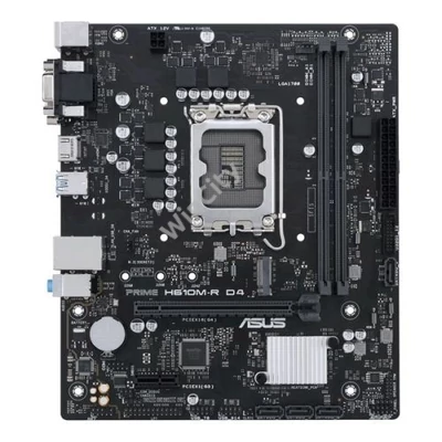 Asus Alaplap - Intel PRIME H610M-R D4-SI (H610, 2xDDR4 3200MHz, 4xSATA3, 1xM.2, HDMI+DVI+VGA)