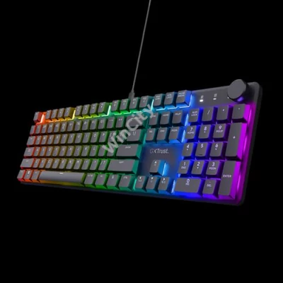 Trust Billentyűzet Gamer - GXT866 Torix (Mechanikus, Huano switch; RGB LED háttérvilágítás; USB; fekete; angol)