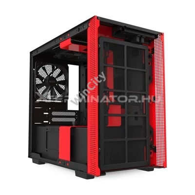 Ház NZXT H210i táp nélküli ablakos Mini-ITX ház matt fekete-piros (CA-H210i-BR)