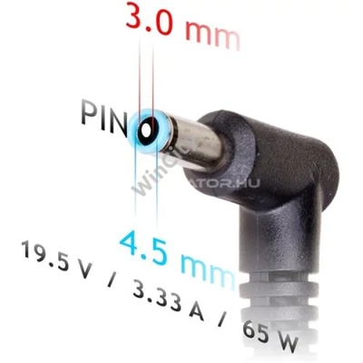 Notebook töltő Akyga AK-ND-58 19,5V/3,33A/65W 4,5x3mm + pin DELL