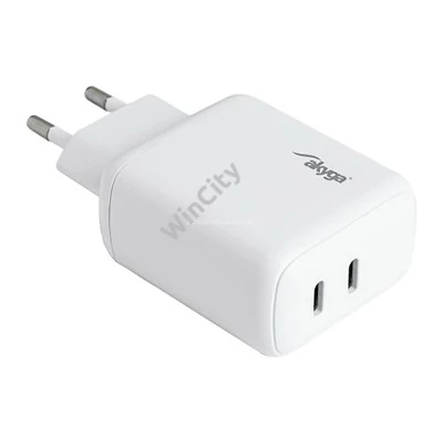 Hálózati töltő Akyga AK-CH-19 2x USB-C PD 5-12V / max. 3A 40W Quick Charge 3.0