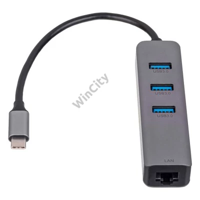 Hub Akyga AK-AD-66 USB type C - USB 3.0 3-port + Ethernet